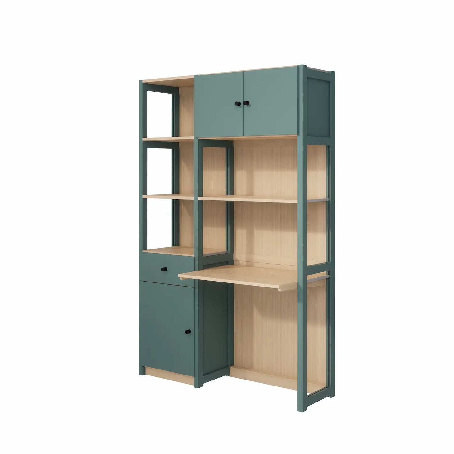 Bureaukast met laden en deuren | Lundia Original | Dennengroen & Blank gelakt hout