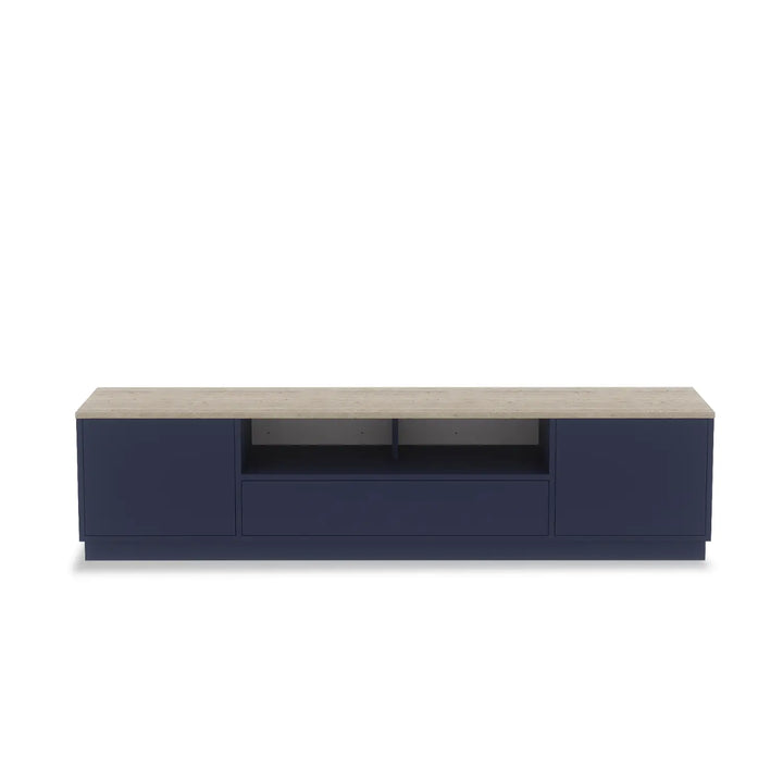 Groot houten lowboard | Lundia Basics | Marinablauw & Blank gelakt