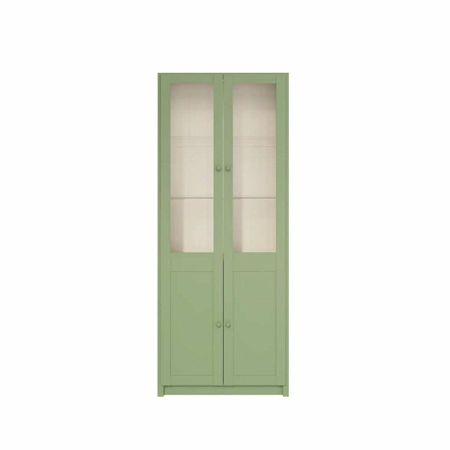 Narrow display cabinet | Lundia Original | Olive green & Vanilla