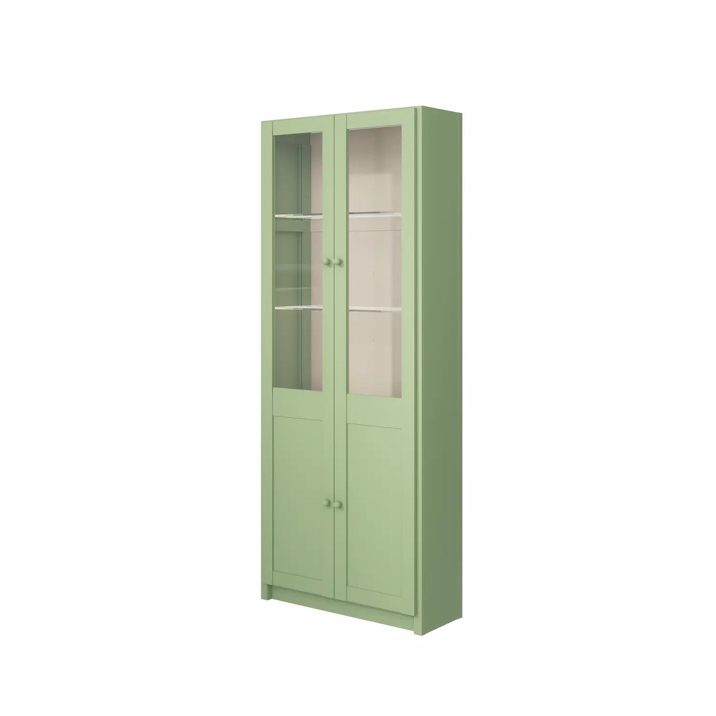 Narrow display cabinet | Lundia Original | Olive green & Vanilla