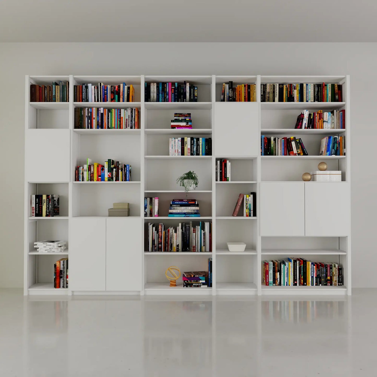 Boeken wandkast met deuren | Lundia Original | Wit hout