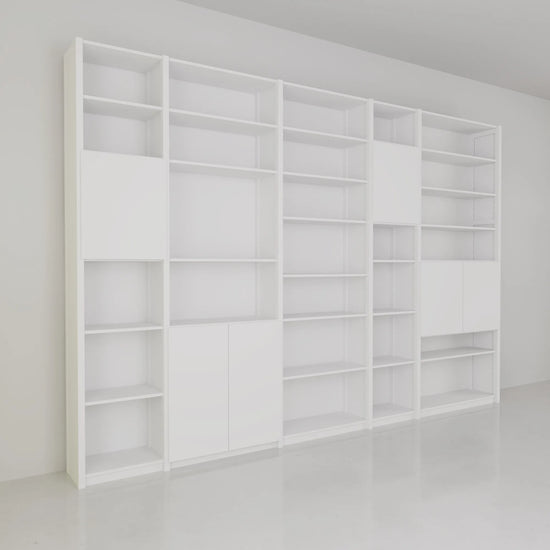 Boeken wandkast met deuren | Lundia Original | Wit hout