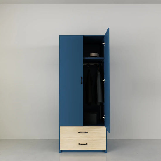 Garderobe kast met deuren & laden | Lundia Original | Haagsblauw & blank gelakt hout