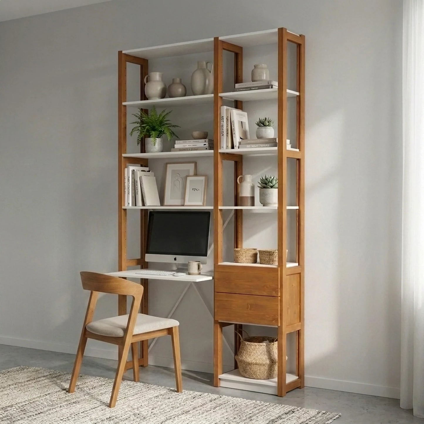 Desk cabinet with drawers | Lundia Original | Arrosto & White wood, sfeerbeeld perspectief
