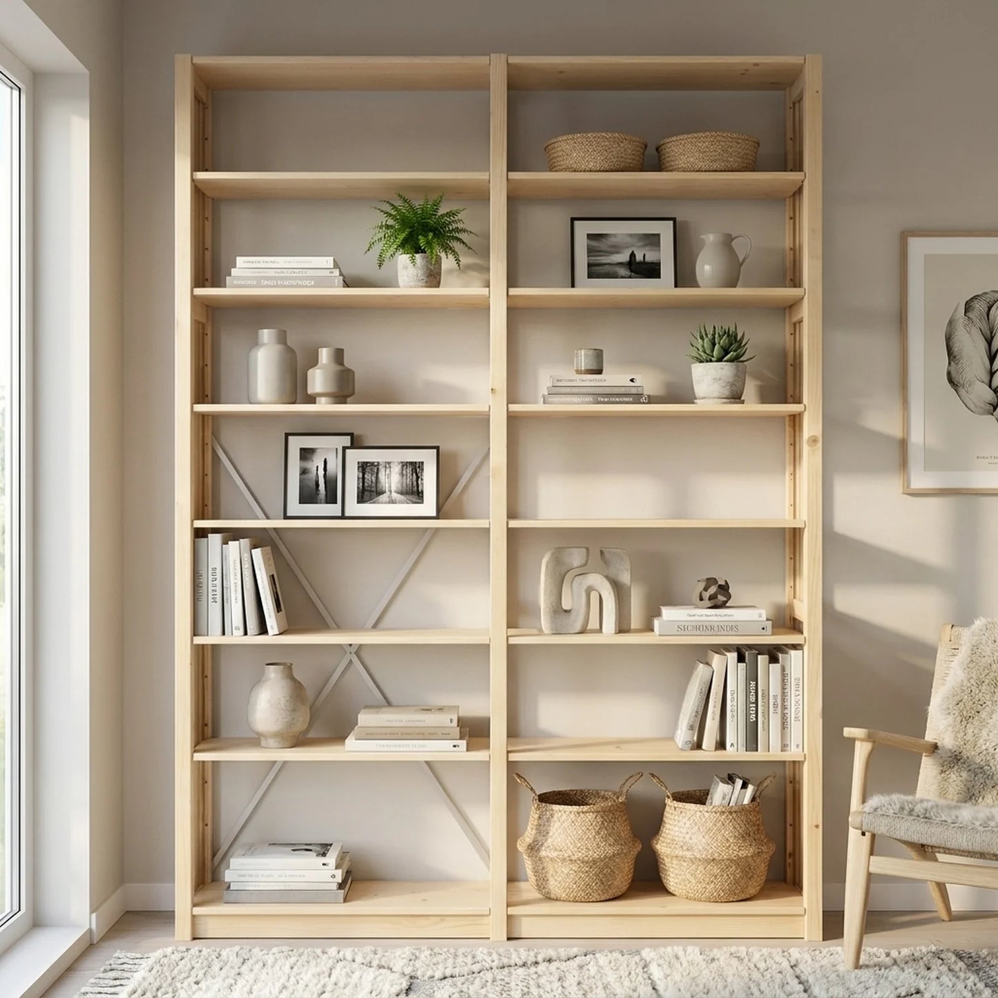 Basic bookcase | Lundia Original | Clear lacquered wood, sfeerbeeld vooraanzicht
