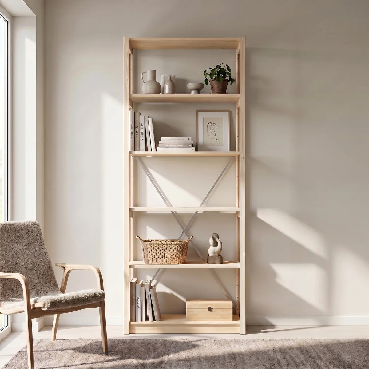 Boekenkast basis | Lundia Original | 208 x 80 x 30, sfeerbeeld vooraanzicht