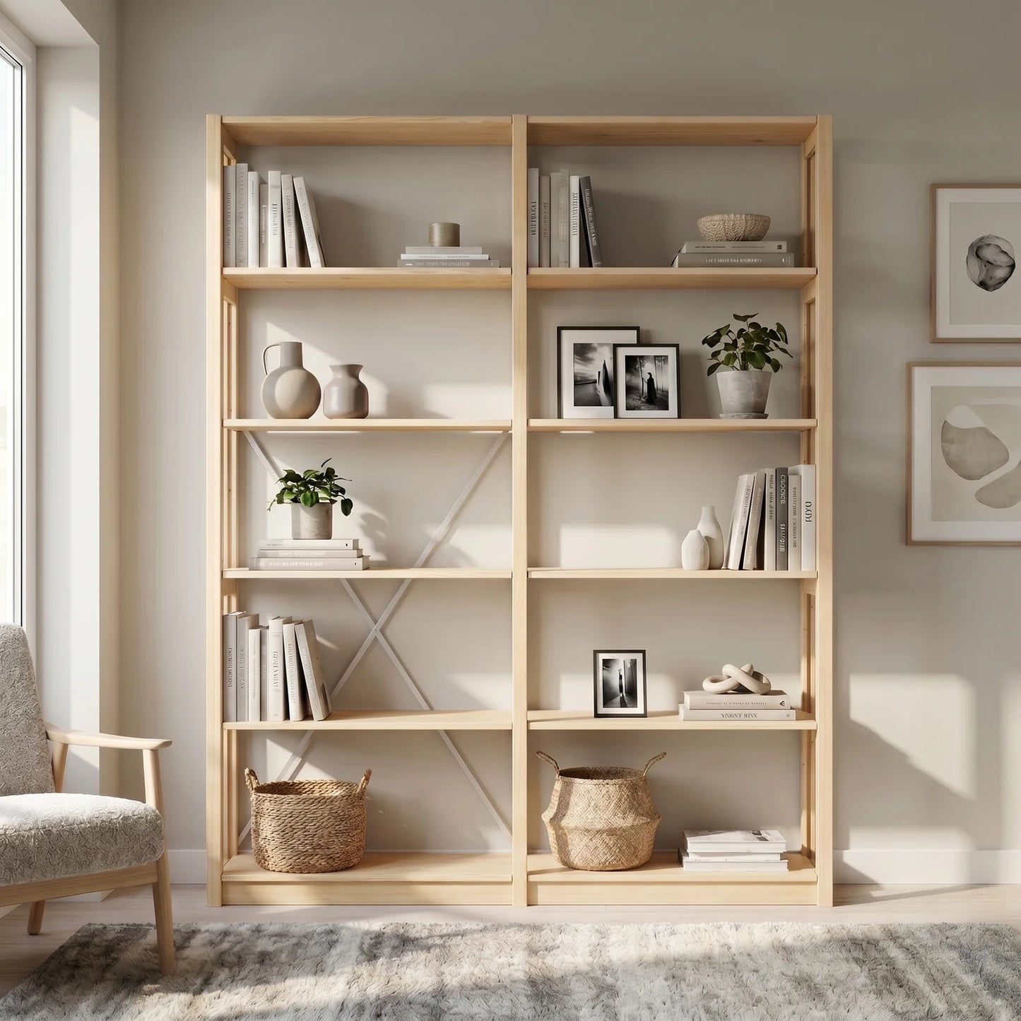 Boekenkast | Lundia Original | 208 x 165 x 30, sfeerbeeld vooraanzicht