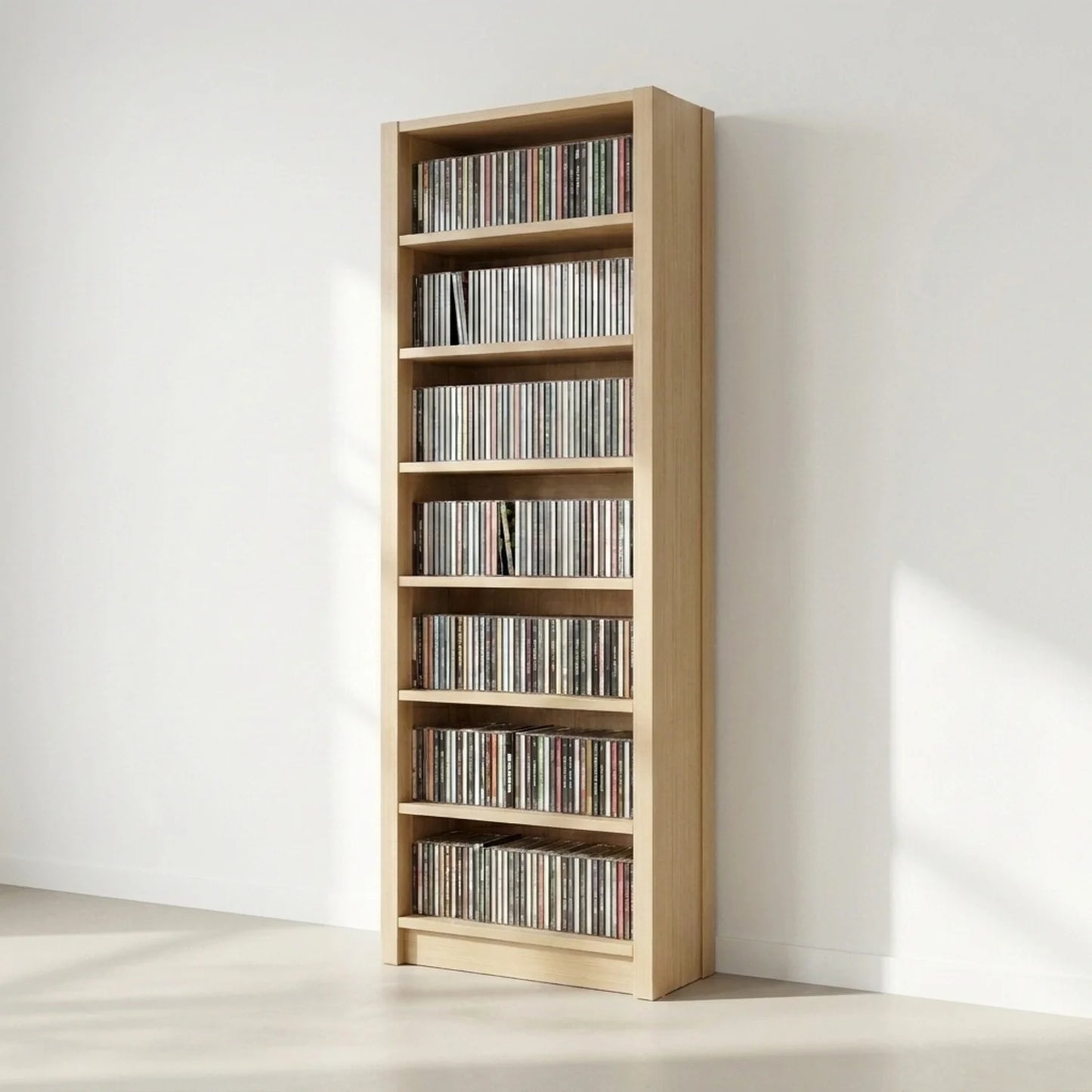 Meuble CD/DVD étroit | Lundia Original | Bois laqué transparent, sfeerbeeld vooraanzicht