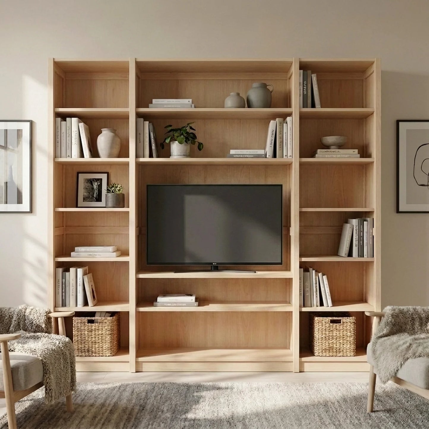 TV wall unit | Lundia Original | Clear lacquered wood, sfeerbeeld vooraanzicht