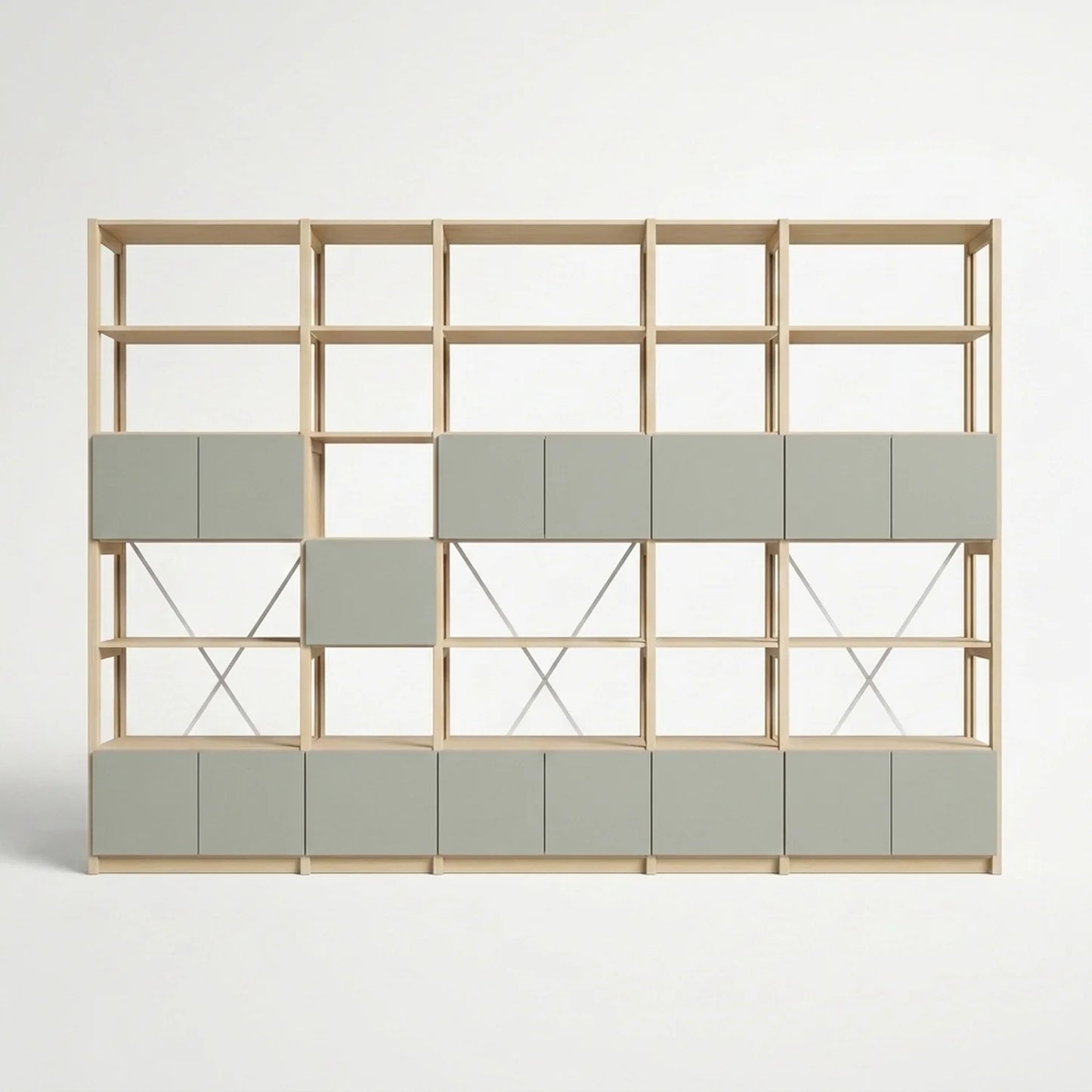 Armoire murale ouverte avec portes | Lundia Original | Laqué transparent et gris brume, vooraanzicht