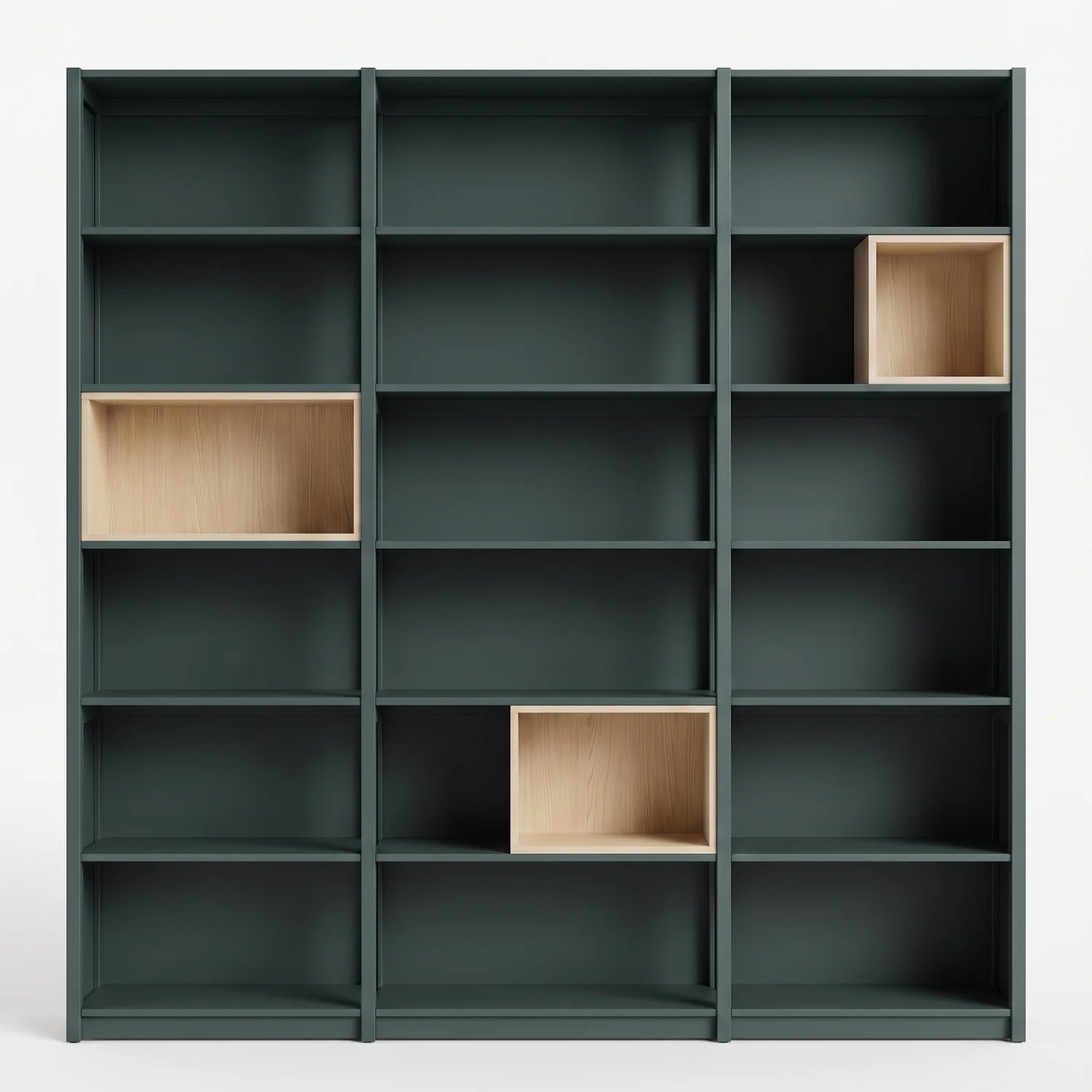 Wandkast met inzetboxen | Lundia Original | Dennengroen & blank gelakt, vooraanzicht
