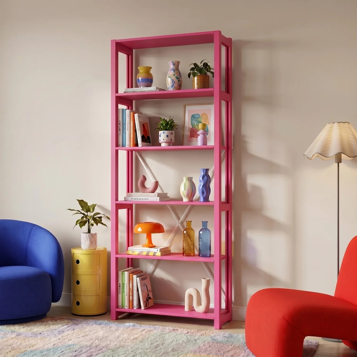 Bookcase | Lundia Original | Hot Pink, sfeerbeeld perspectief