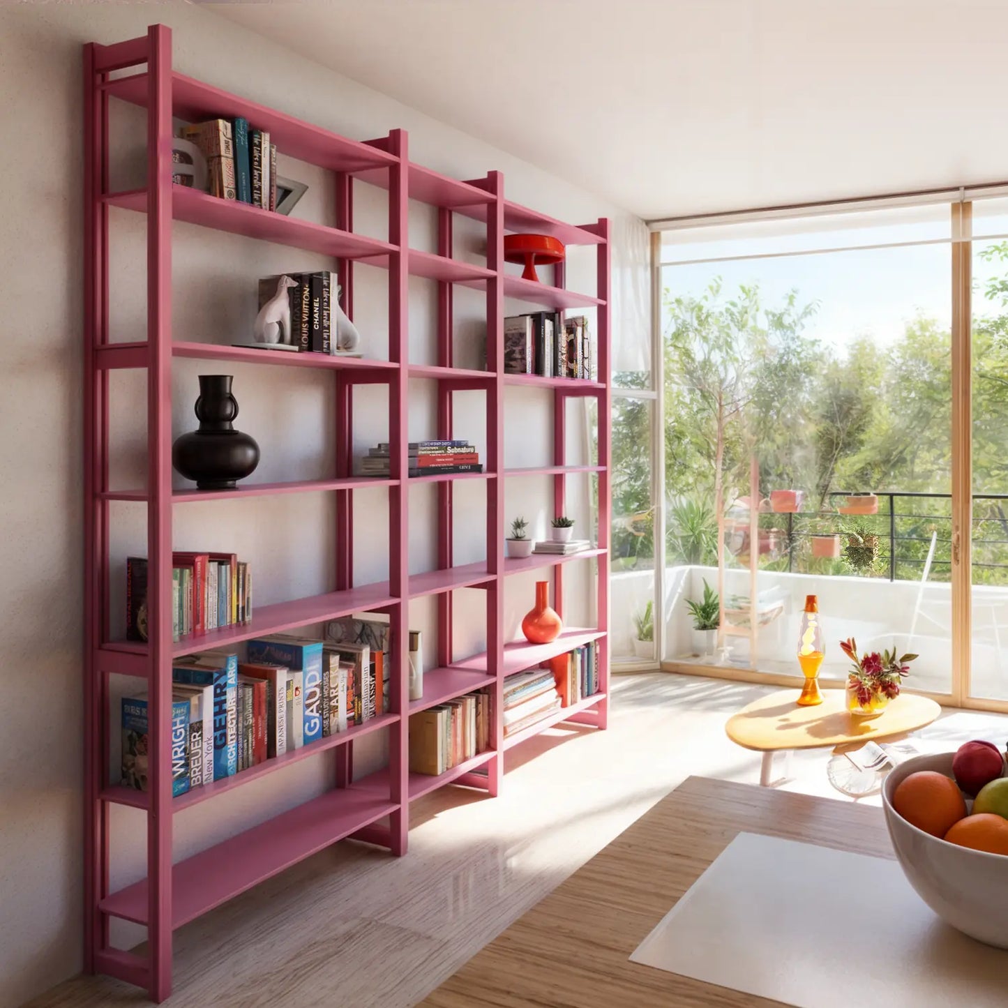 Bibliothèque ouverte | Lundia Original | Rose vif, vooraanzicht sfeer