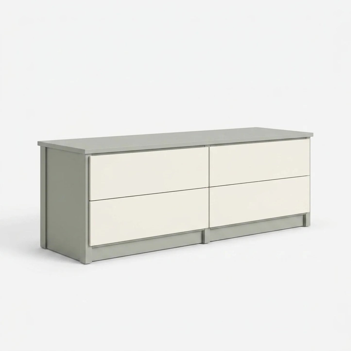 TV cabinet with drawers | Lundia Original | Mist grey & white wood, perspectief