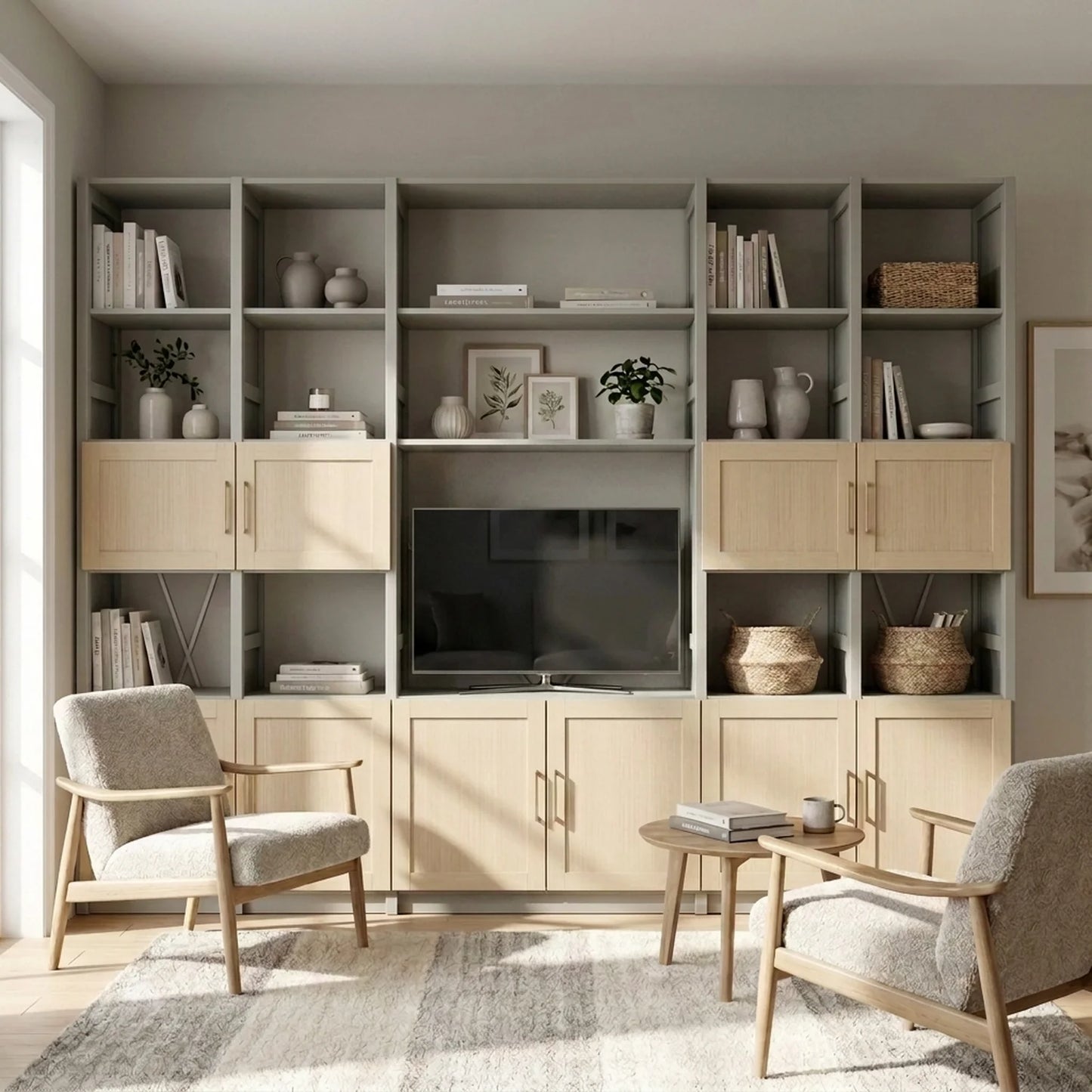 Wall cabinet with panel doors | Lundia Original | Mist grey & regular, sfeerbeeld vooraanzicht