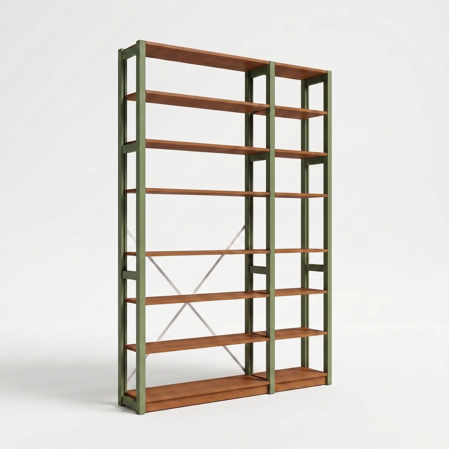 Bibliothèque avec diagonale | Lundia Original | Vert olive & arrosto, perspectief