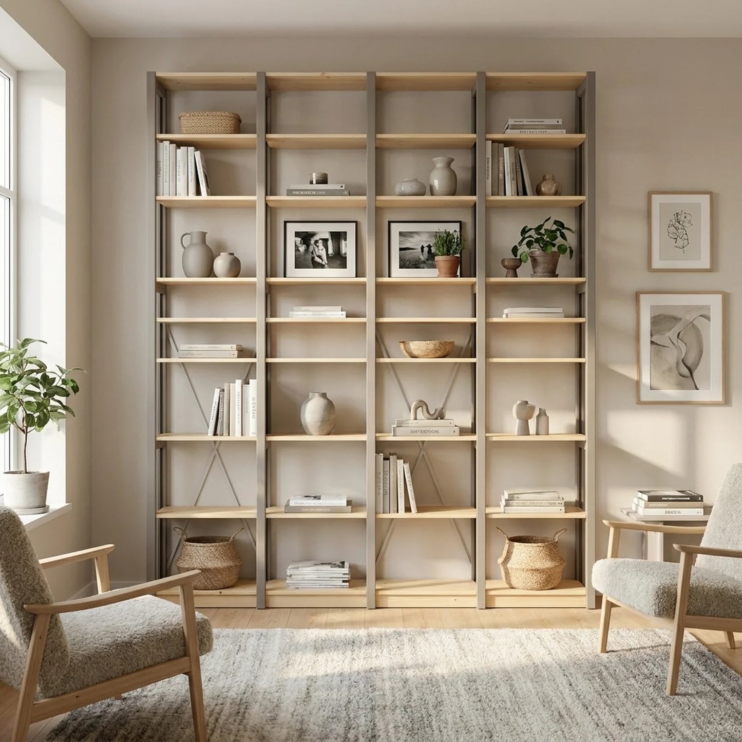 Bibliothèque scandinave | Lundia Original | Gris pierre & regular, sfeerbeeld vooraanzicht