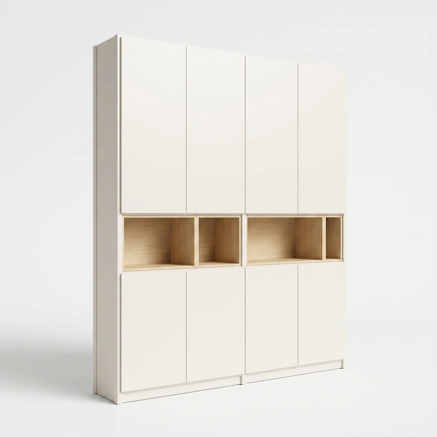 Grote wandkast met display vakken | Lundia Original | Wit & Blank gelakt hout, perspectief