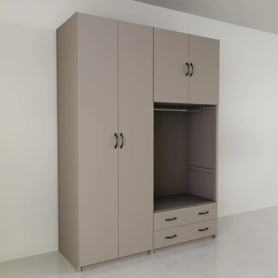 Garderobekast met deuren & laden | Lundia Original | Steengrijs hout