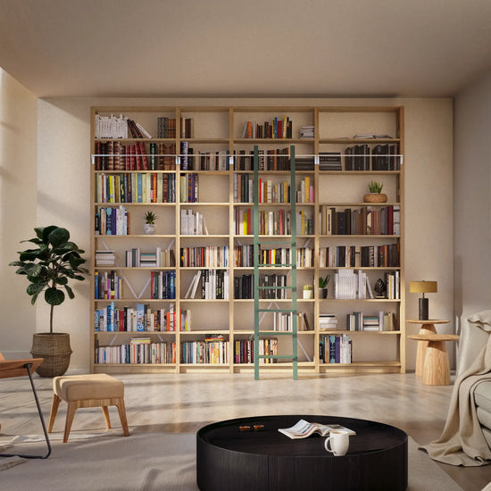 Boekenkast met trap | Lundia Original | Blank gelakt hout