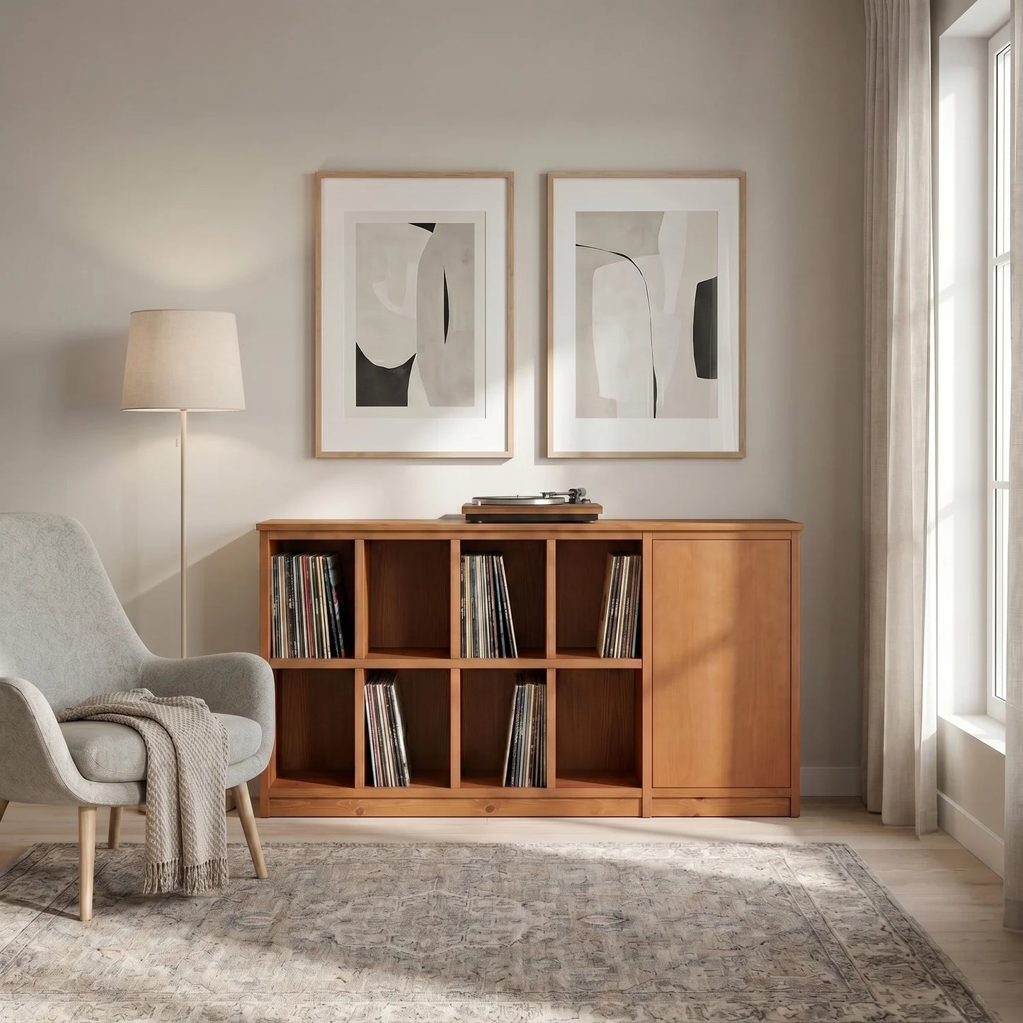Classic Lundia Libre LP cabinet in arrosto, sfeerbeeld vooraanzicht