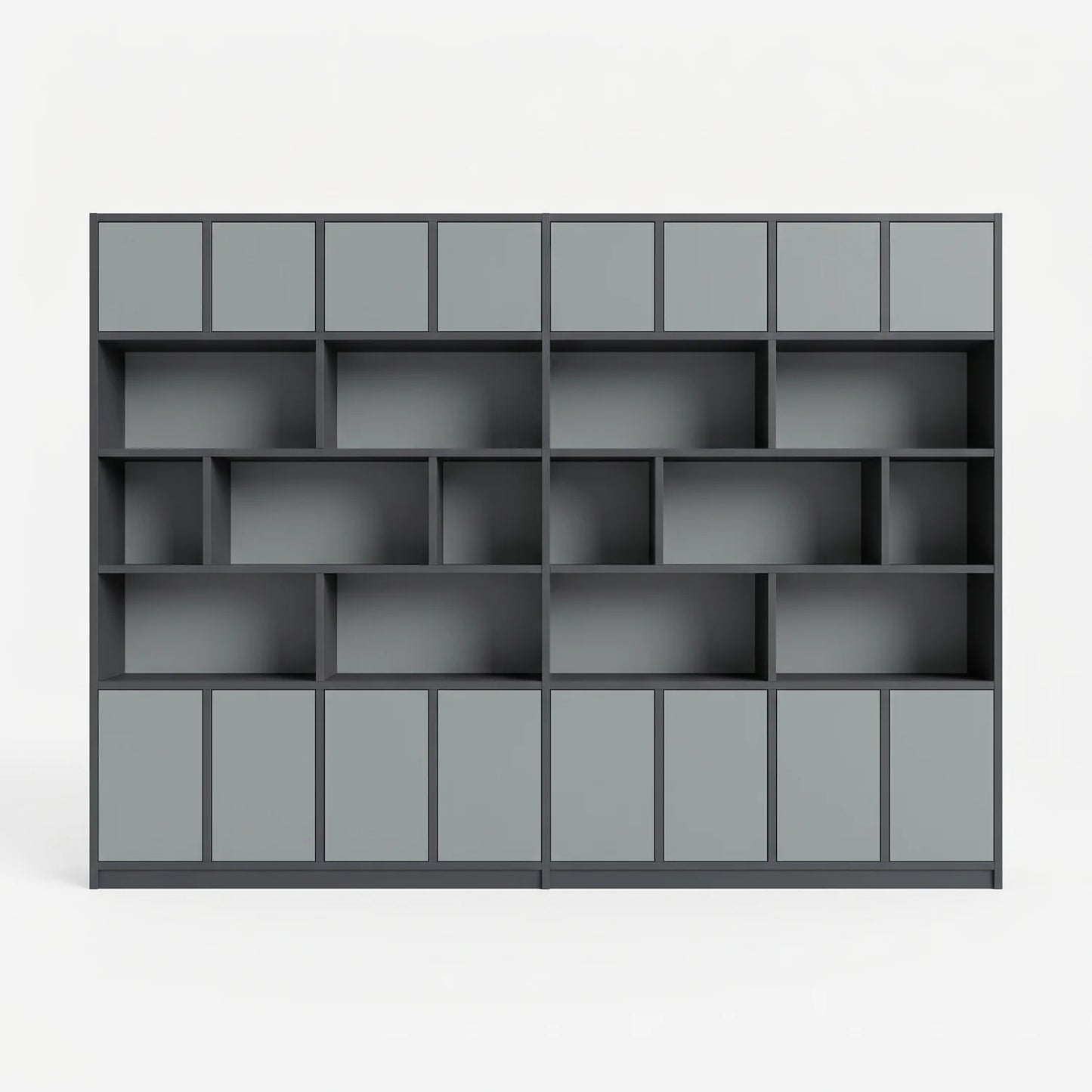 Modern Lundia Libre wall cabinet in graphite grey and concrete grey, vooraanzicht