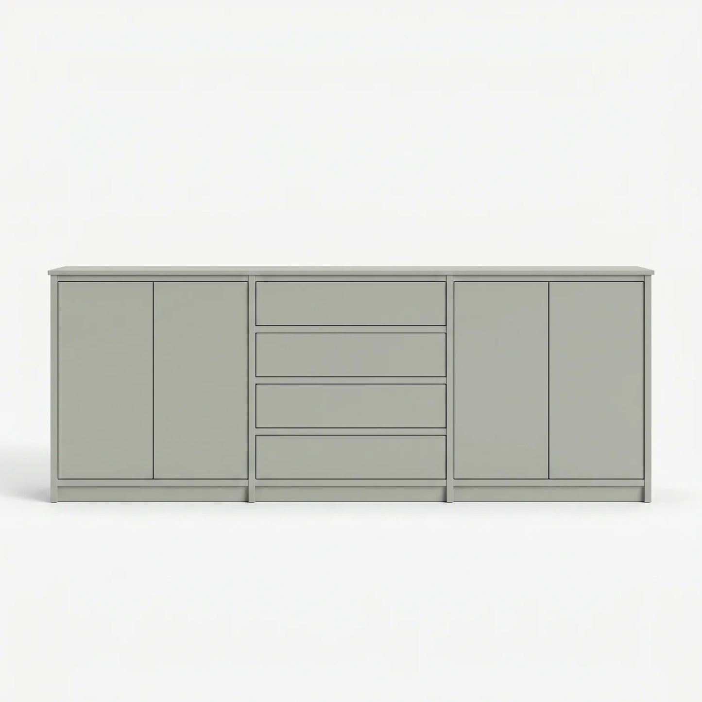 Scandinavische Lundia Libre dressoir in nevelgrijs, vooraanzicht