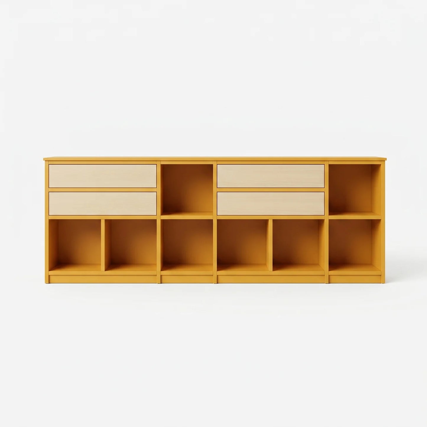 Meuble vinyle avec tiroirs | Libre | Jaune safran & regular, vooraanzicht