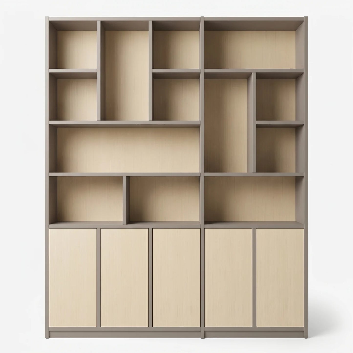 Scandinavian Lundia Libre wall cabinet in stone grey and clear varnished, vooraanzicht