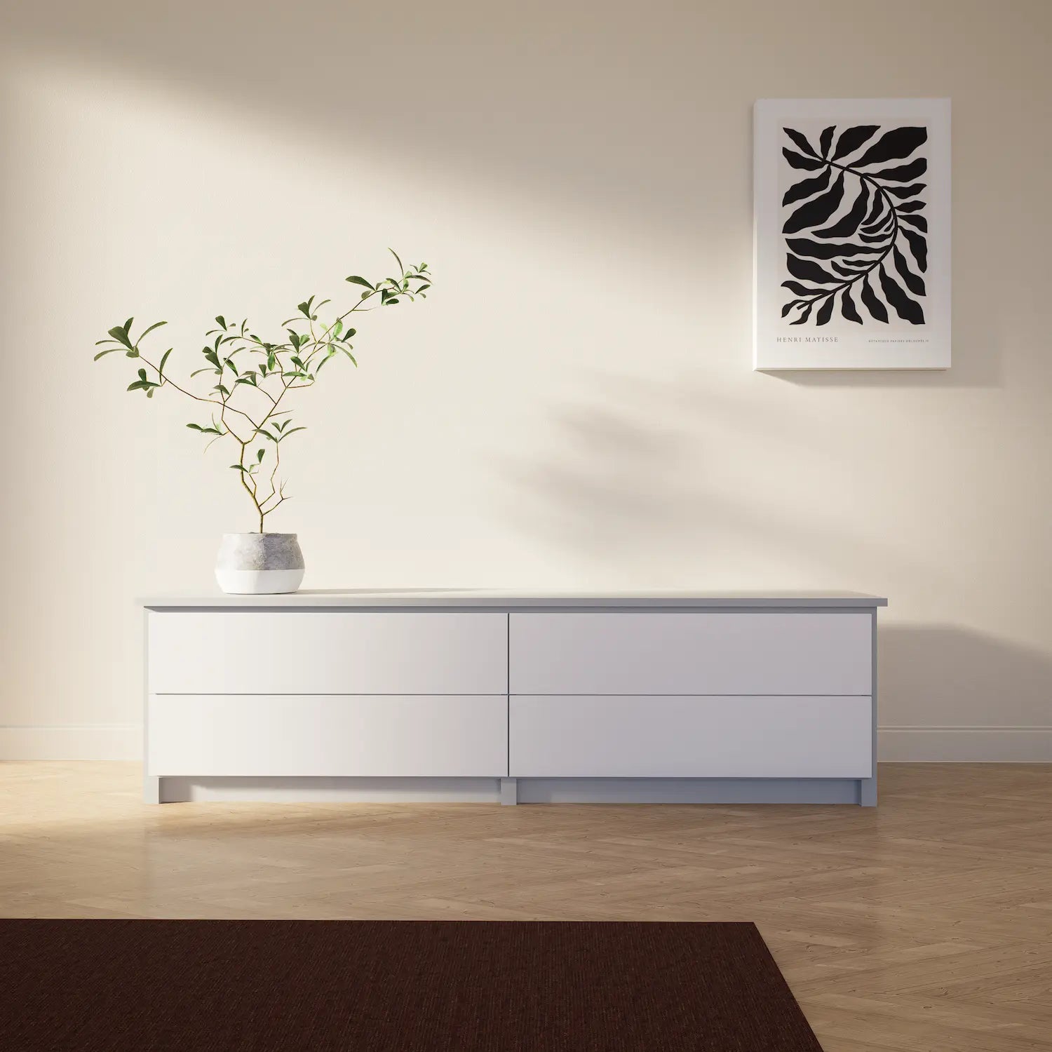 TV kast met laden | Lundia Original | Nevelgrijs & wit hout