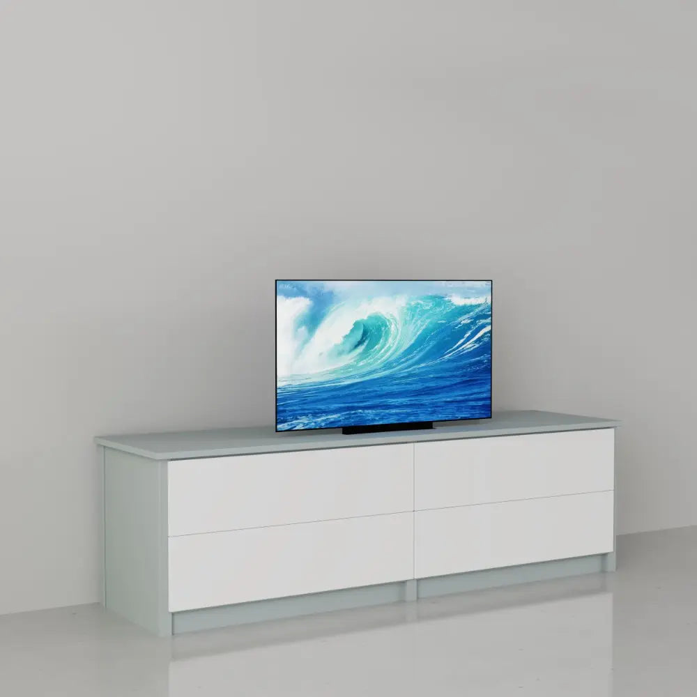 TV kast met laden | Lundia Original | Nevelgrijs & wit hout