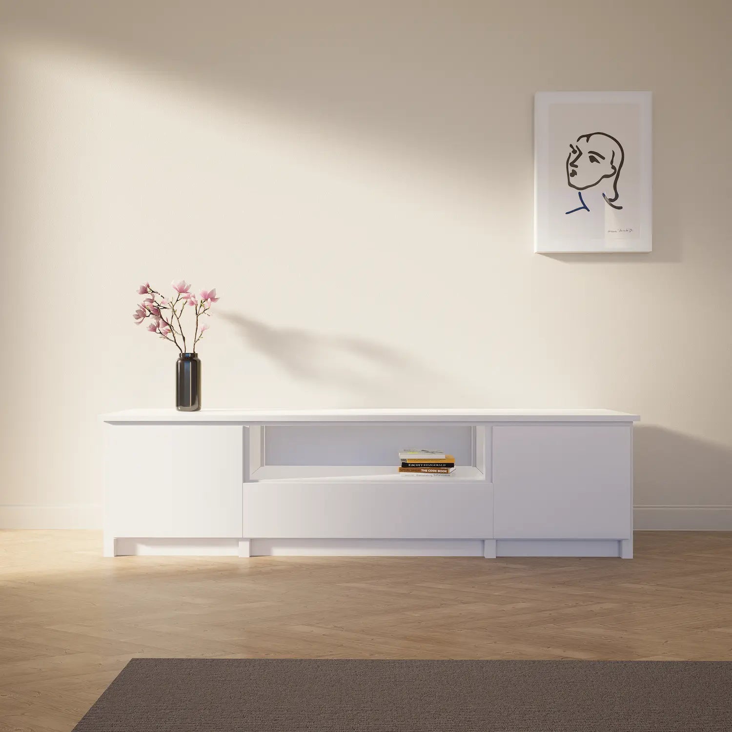 TV kast met open vak | Lundia Original | Wit hout