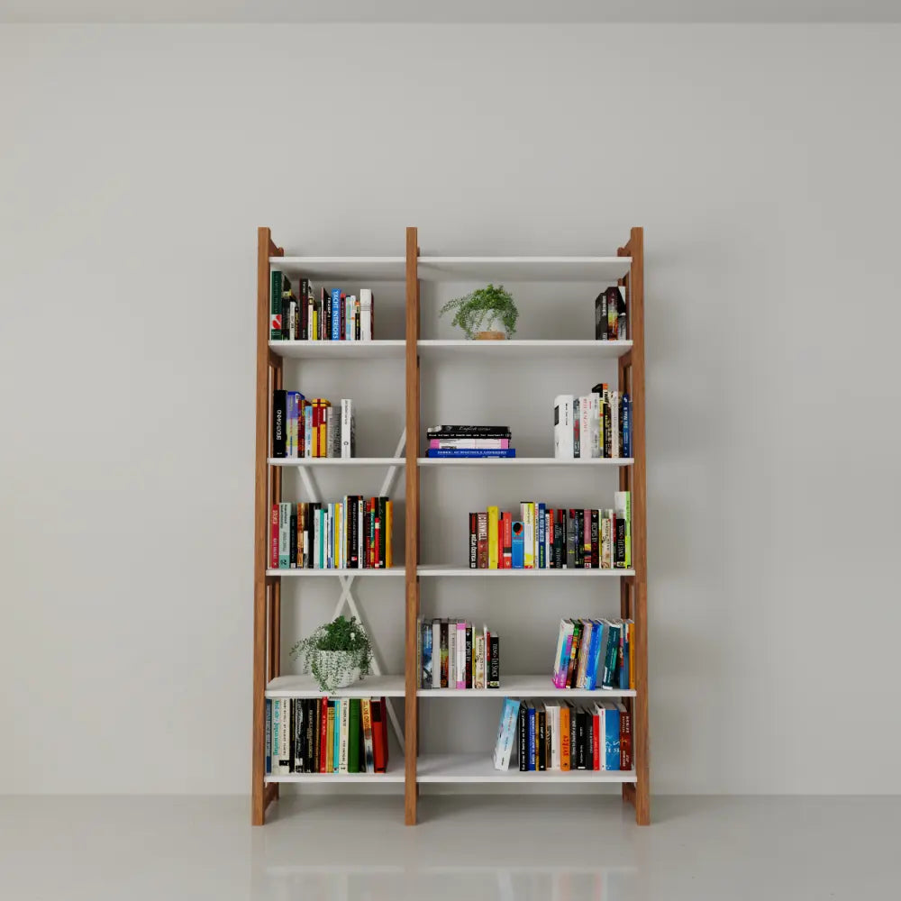 Moderne boekenkast | Lundia Original | Arrosto & wit hout