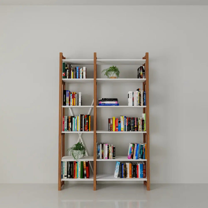Moderne boekenkast | Lundia Original | Arrosto & wit hout