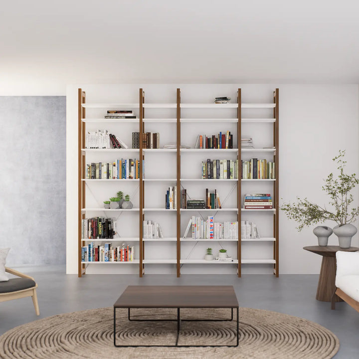 Moderne houten boekenkast | Lundia Original | Arrosto & Wit hout