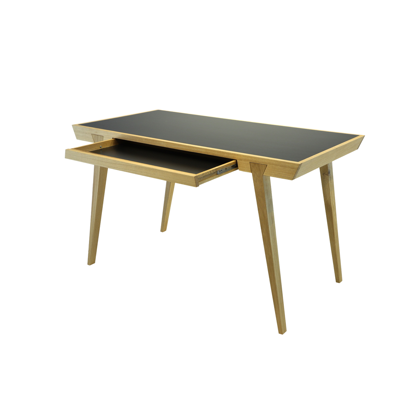 Desk tafel | Jan Kurtz | Lundia Living | lade open, eiken onderstel met antraciet blad