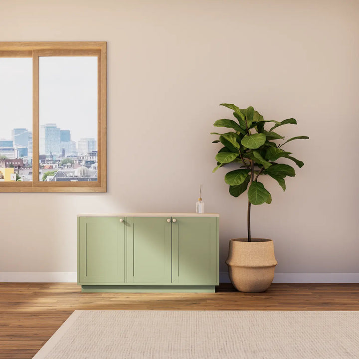 Medium wooden sideboard | Lundia Basics | Olive green &amp; Mocha