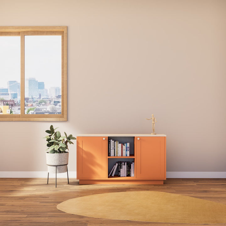 Middelgrote houten dressoir | Lundia Basics | Vuuroranje & Vanilla
