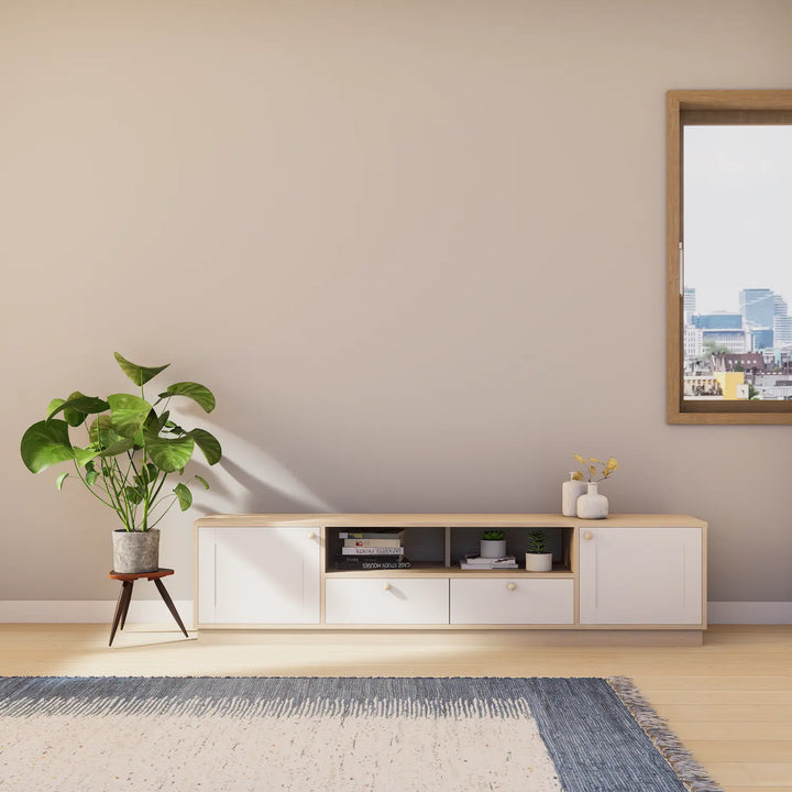 Groot houten lowboard | Lundia Basics | Blank gelakt & Wit