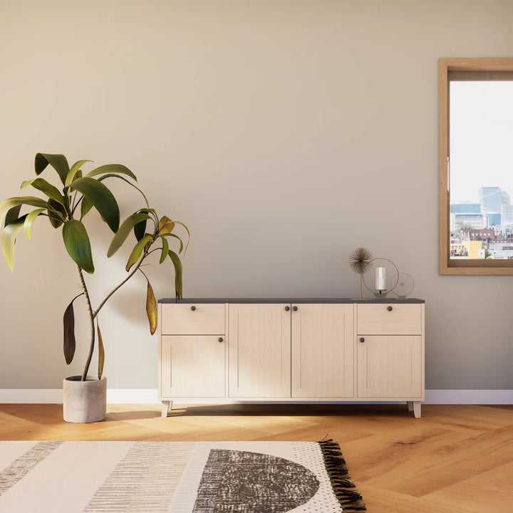 Groot houten dressoir | Lundia Basics | Blank gelakt & Graphietgrijs