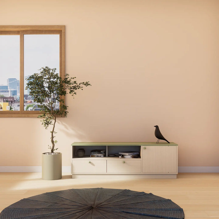 Compact wooden lowboard | Lundia Basics | Vanilla &amp; Olive Green