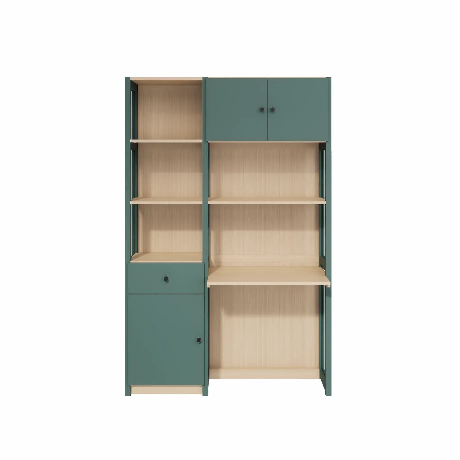 Bureaukast met laden en deuren | Lundia Original | Dennengroen & Blank gelakt hout