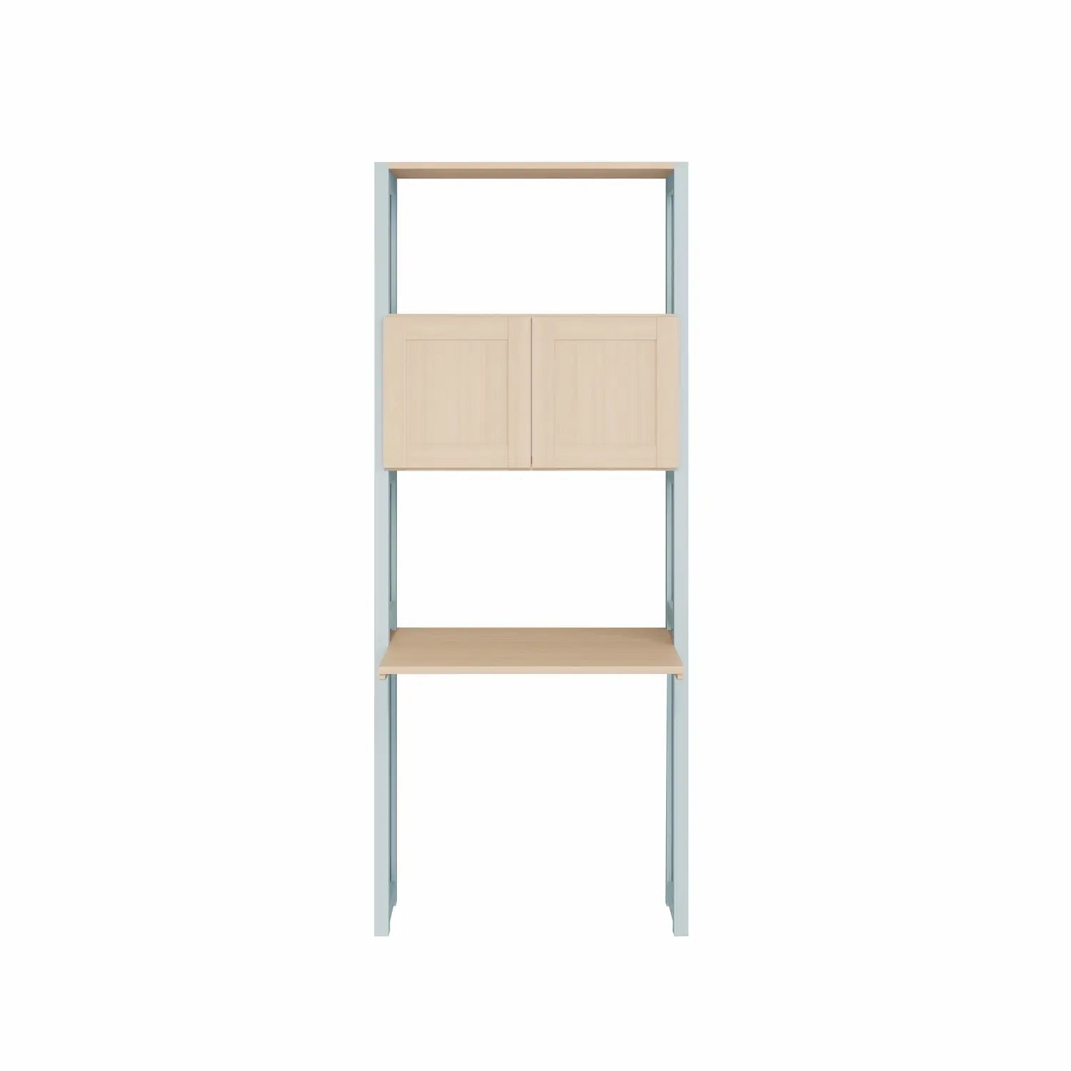 Compacte bureaukast met deuren | Lundia Original | Nevelgrijs & Blank gelakt hout