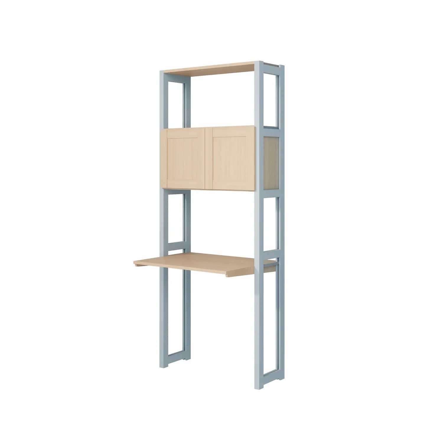 Compacte bureaukast met deuren | Lundia Original | Nevelgrijs & Blank gelakt hout