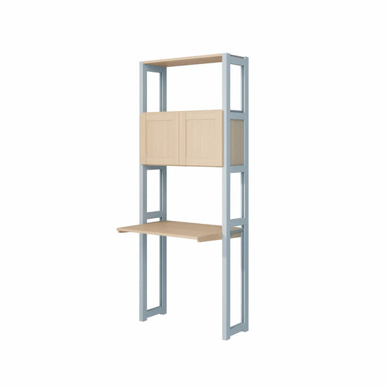 Compacte bureaukast met deuren | Lundia Original | Nevelgrijs & Blank gelakt hout