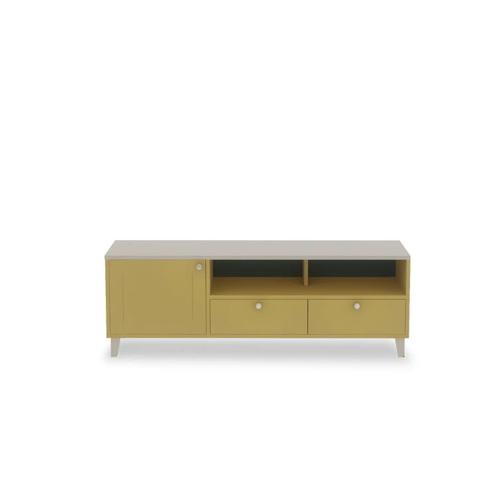 Compact wooden lowboard | Saffron Yellow & Vanilla | Lundia Basics