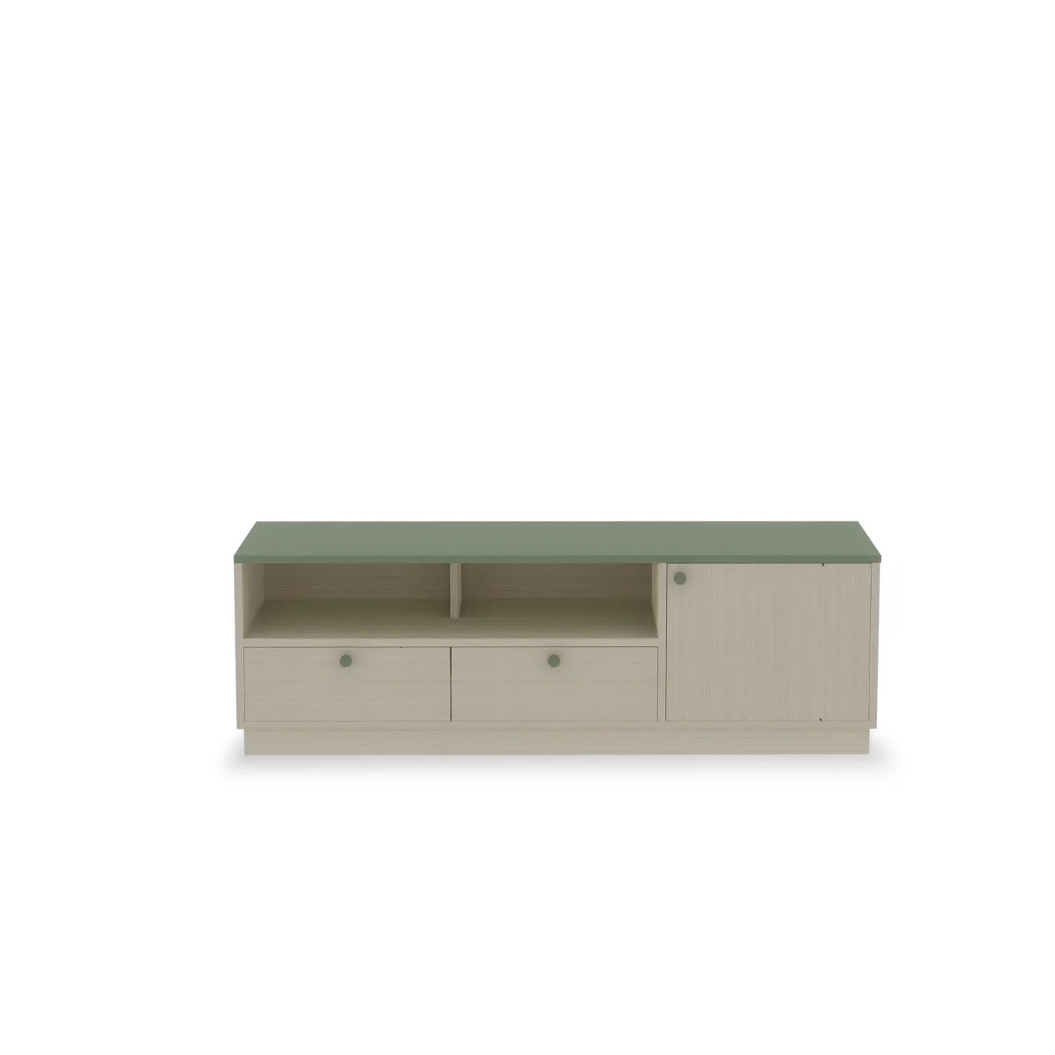 Compact houten lowboard | Lundia Basics | Vanilla & Olijfgroen