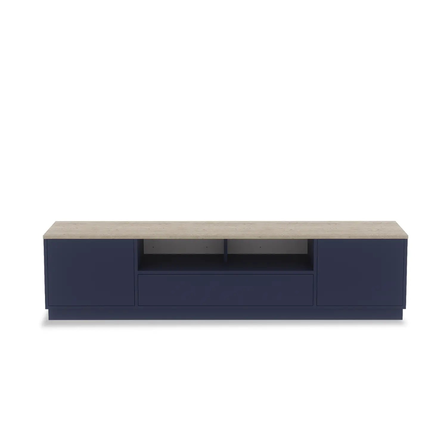 Groot houten lowboard | Lundia Basics | Marinablauw & Blank gelakt