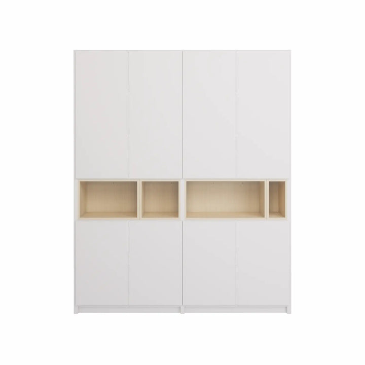 Large wall cabinet with display compartments | Lundia Original | White & Regular wood