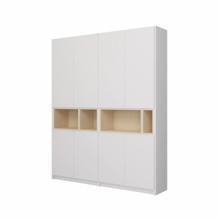 Large wall cabinet with display compartments | Lundia Original | White & Regular wood